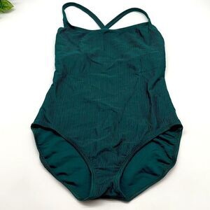 Catalina Vintage Ribbed Green One Piece Swimsuit Sz 1X